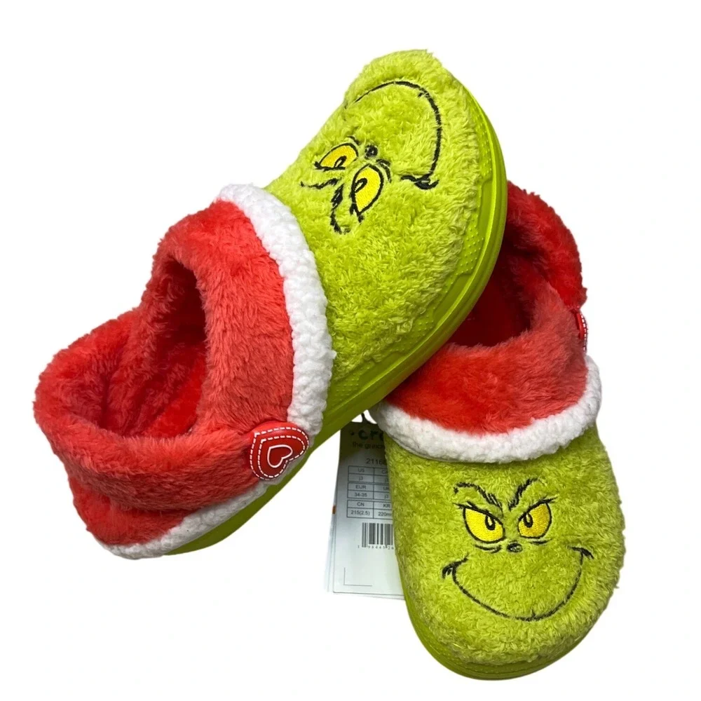 Crocs Kids Classic Lined Grinch Clog Green Red White J3 211689-90H